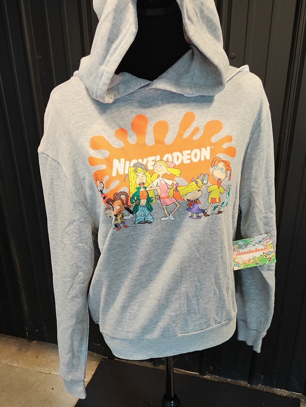 Nickelodeon Women's Heather Gray Hoodie Characters